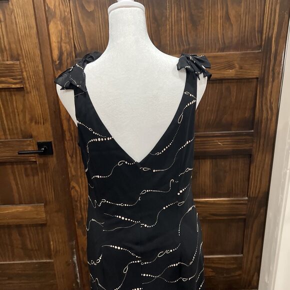 Evan Picone Dress 10 Black V-Neck Ruffles Vintage Evening Date Classy - Picture 8 of 12